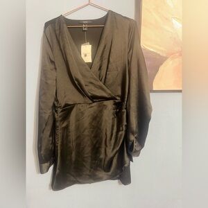 FOREVER 21 Satin Surplice Tulip Hem Dress